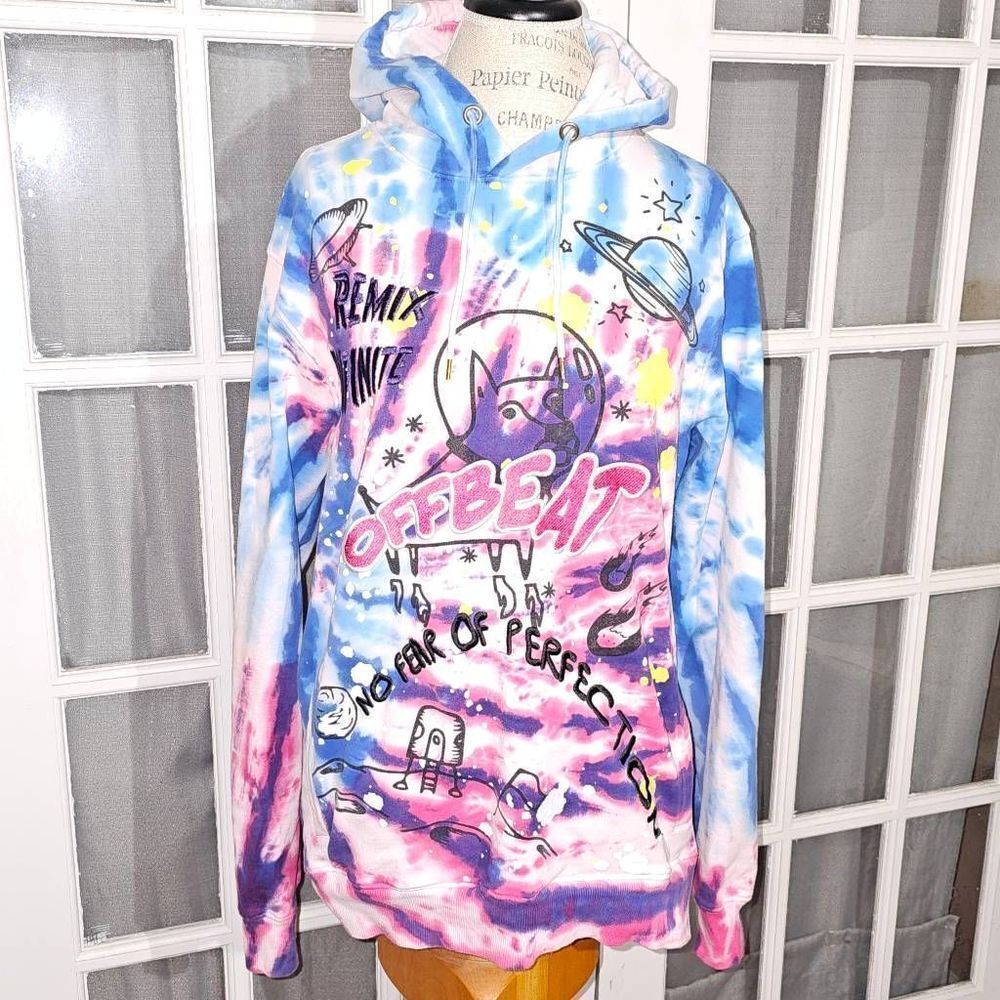 Offbeat Womens Remix Infinite Embroidered Tie Dye Hoodie‎ Medium